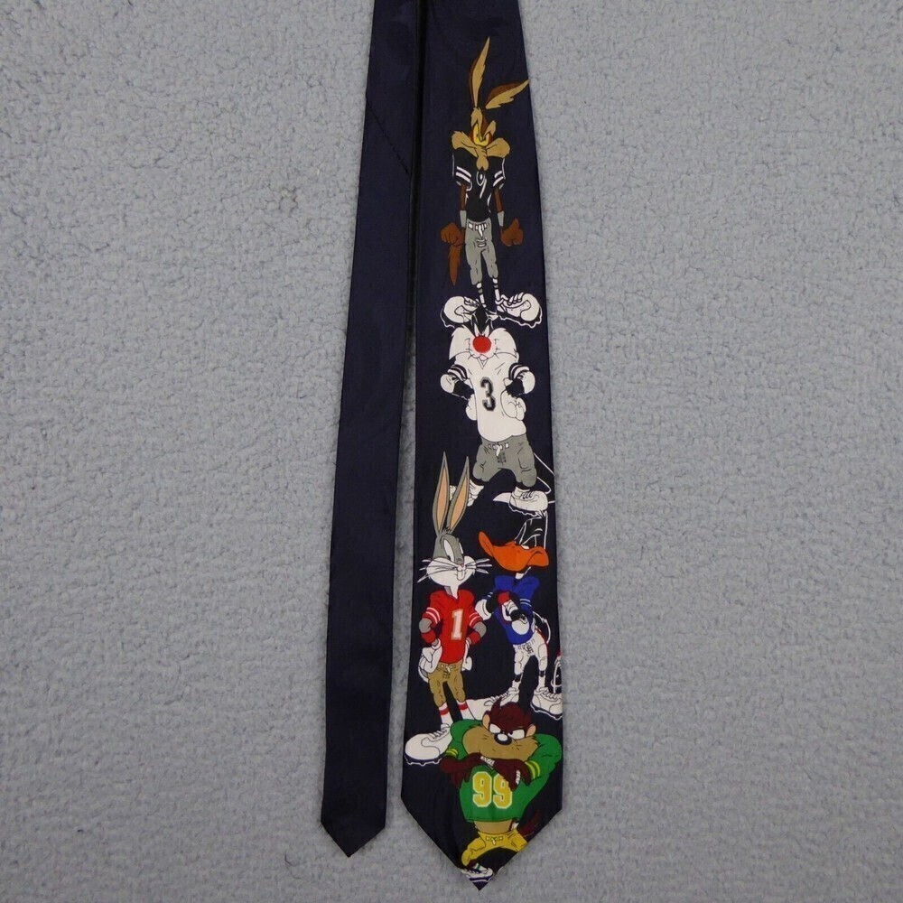Vintage Looney Tunes Mania Football Men's Neck Tie  1986 80's Novelty
